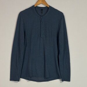 lululemon Men’s Blue Long Sleeve Henley Shirt Size M | Lightweight Performance
